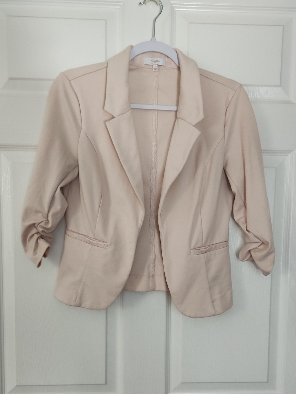 Candie's Light Blush Pink Open-Front Blazer, Juniors L